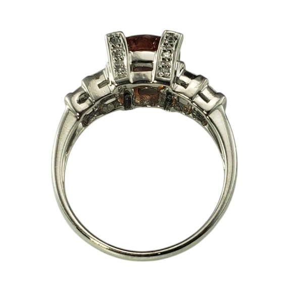 14K White Gold Spessartite Garnet and Diamond Ring Size 8  #20707 - Picture 5 of 9